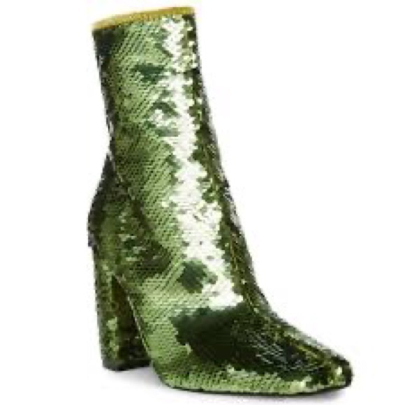 Steve Madden Lynden Green Sequin Heeled Boots - Picture 2 of 2